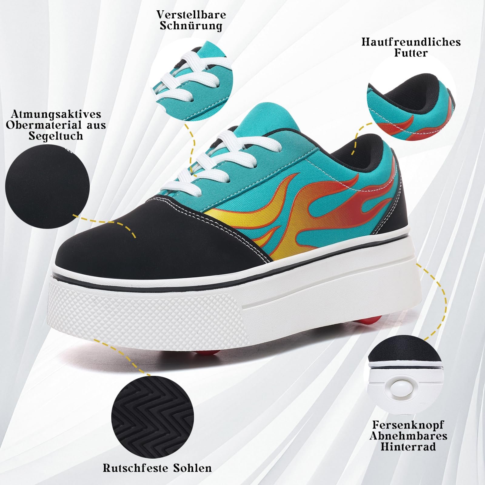 Кроссовки на колесиках и девочек Съемные 4 колесика Роликовые кроссовки Детские, фото №3