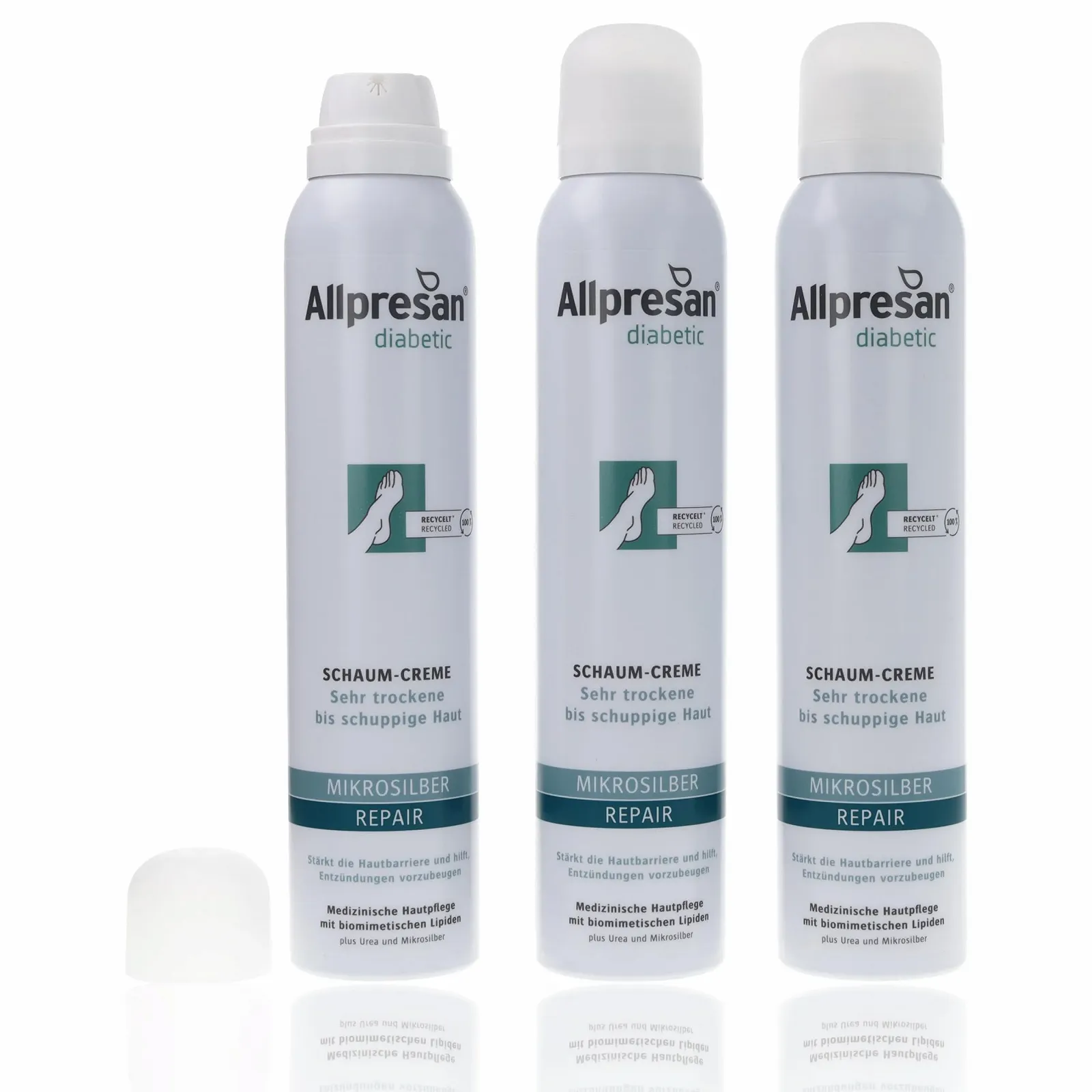 Крем-піна для ніг Allpresan Diabetic Micro Silver + Repair з мікросріблом для сухої шкіри при діабеті, 200 мл (3 шт.), фото №2