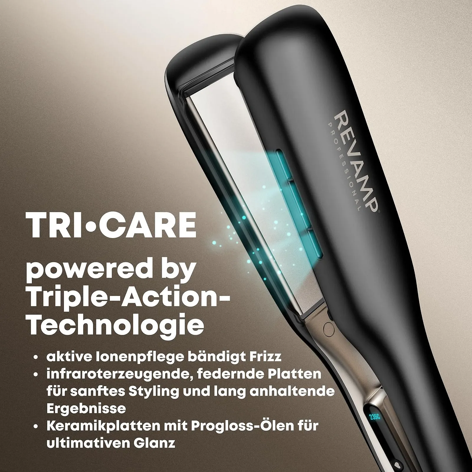 Выпрямитель для волос REVAMP Enigma Tri-Care широкий инфракрасный 130-235°C, фото №2 Выпрямитель для волос REVAMP Enigma Tri-Care широкий инфракрасный 130-235°C, фото №2