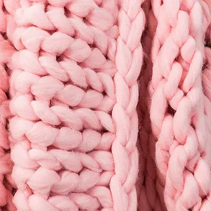В'язаний плед Feluna Товстий в'язаний вовняний плед, покривало для ліжка Рожевий synthetic.ua - Фото 1