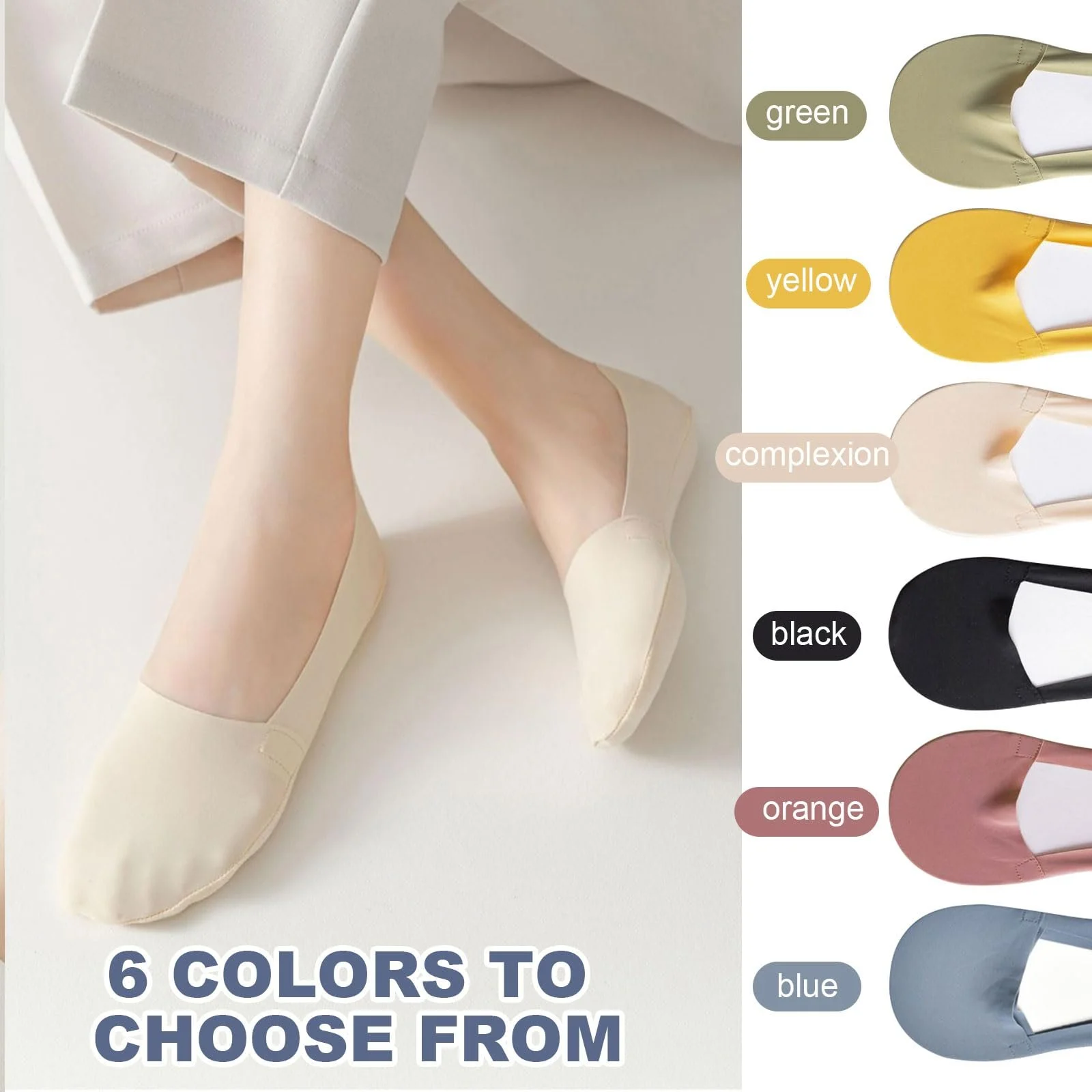 6 пар жіночих шкарпеток з льодяного шовку, нековзні, фото №5