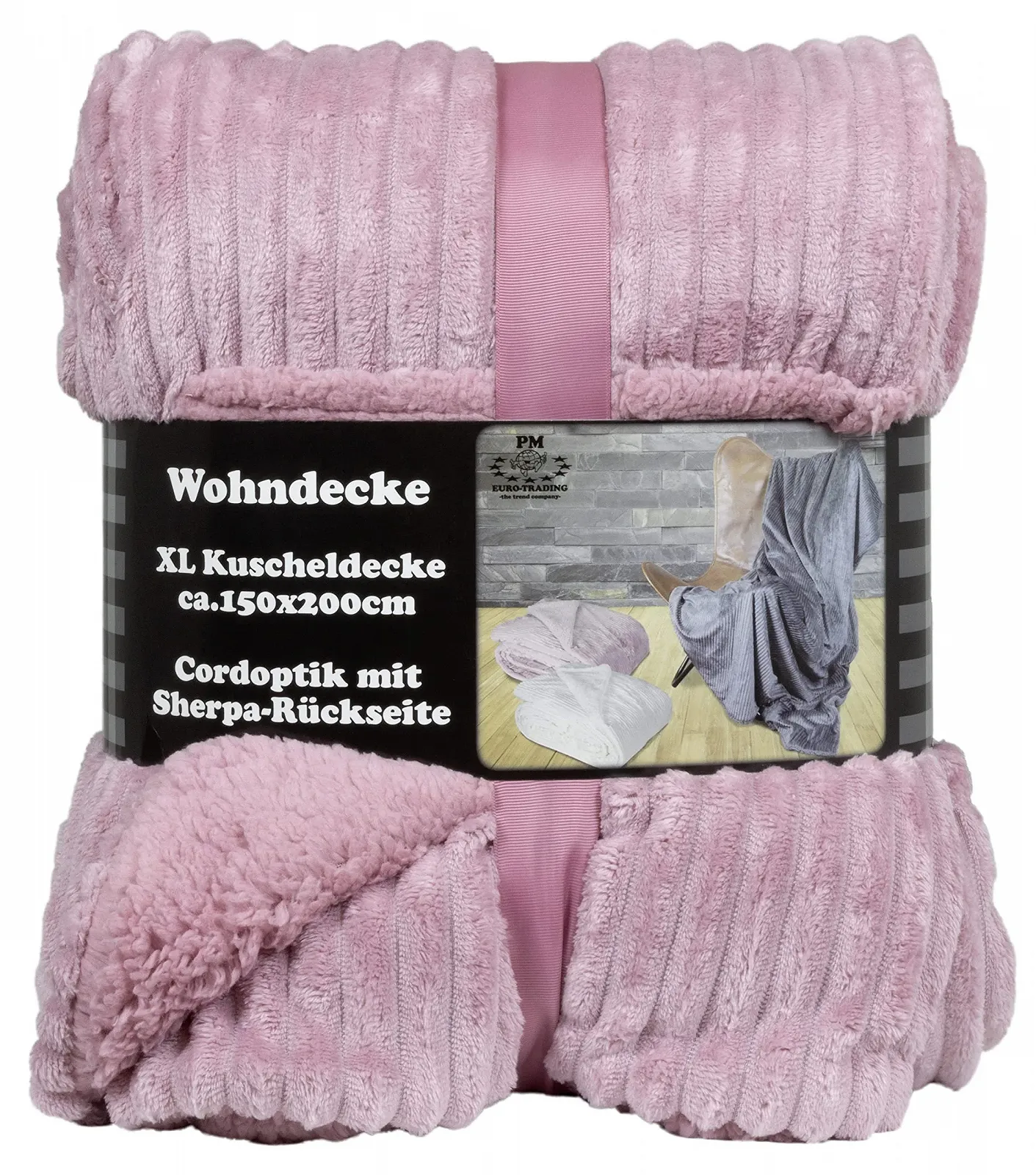 Покривало Trendyshop365 150 x 200 см Вельвет Плюшева Покривало Шерпа Спинка Пухнастий покривало (Брудно-рожевий), фото №5