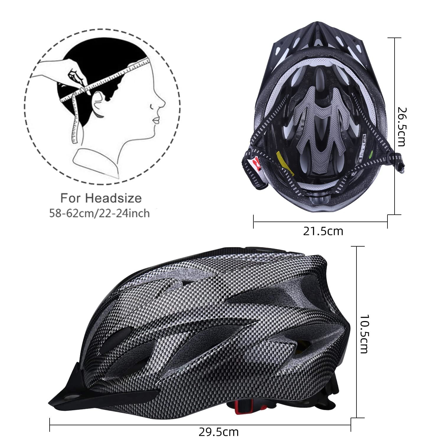 Велосипедний шолом Shinmax MTB для чоловіків та жінок, регульований, 57-62 см, фото №9