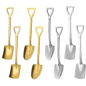 Ложка Шпатель из нержавеющей стали 8 шт, креативная форма лопаты, десертная ложка, ложка для мороженого, кофейная ложка, креативная форма совка - Фото 1