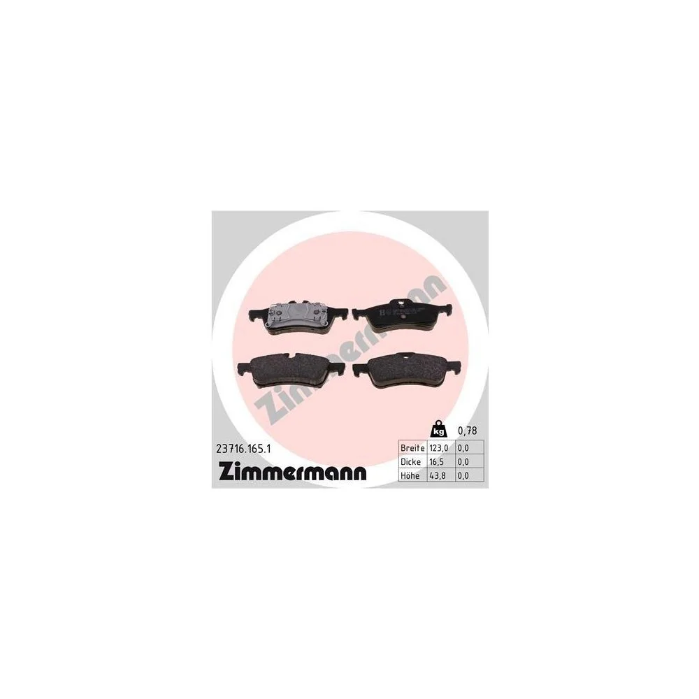Комплект гальмівних колодок, дискове гальмо ZIMMERMANN 23716.165.1 для BMW MINI, задня вісь, фото №1