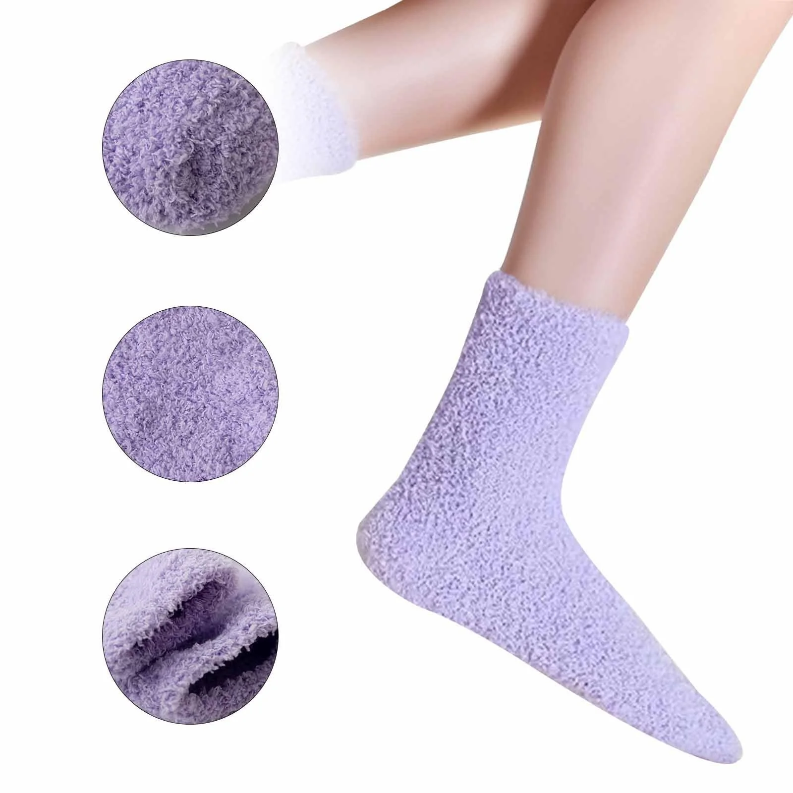 Носки Женские Пушистые Носки из Кораллового Флиса, 6 пар, разноцветные, фото №3