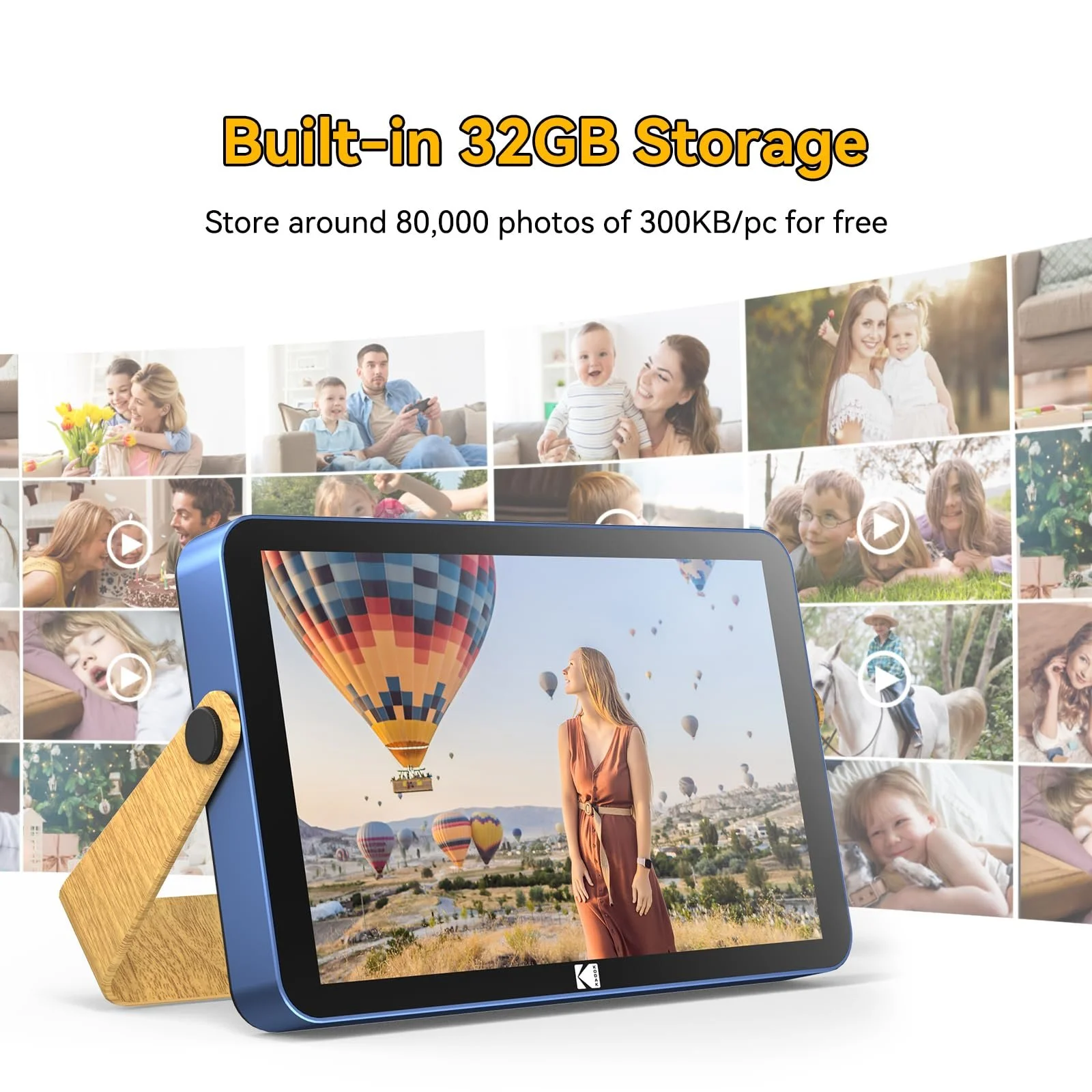 Цифровая фоторамка KODAK 10 дюймов WiFi с аккумулятором 32GB HD IPS Touch, фото №4