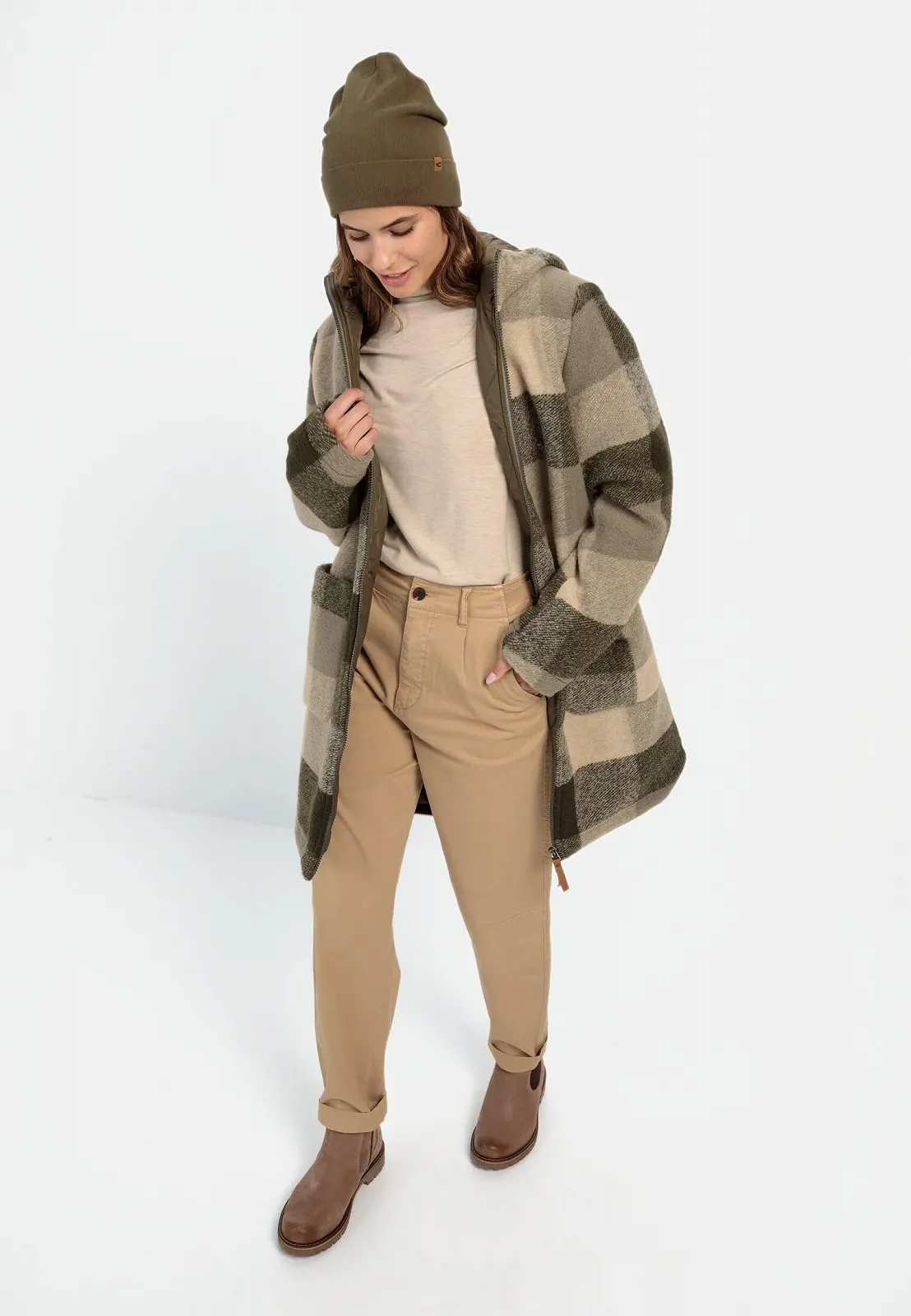 Вовняне пальто з капюшоном camel active Жіноче, фото №4