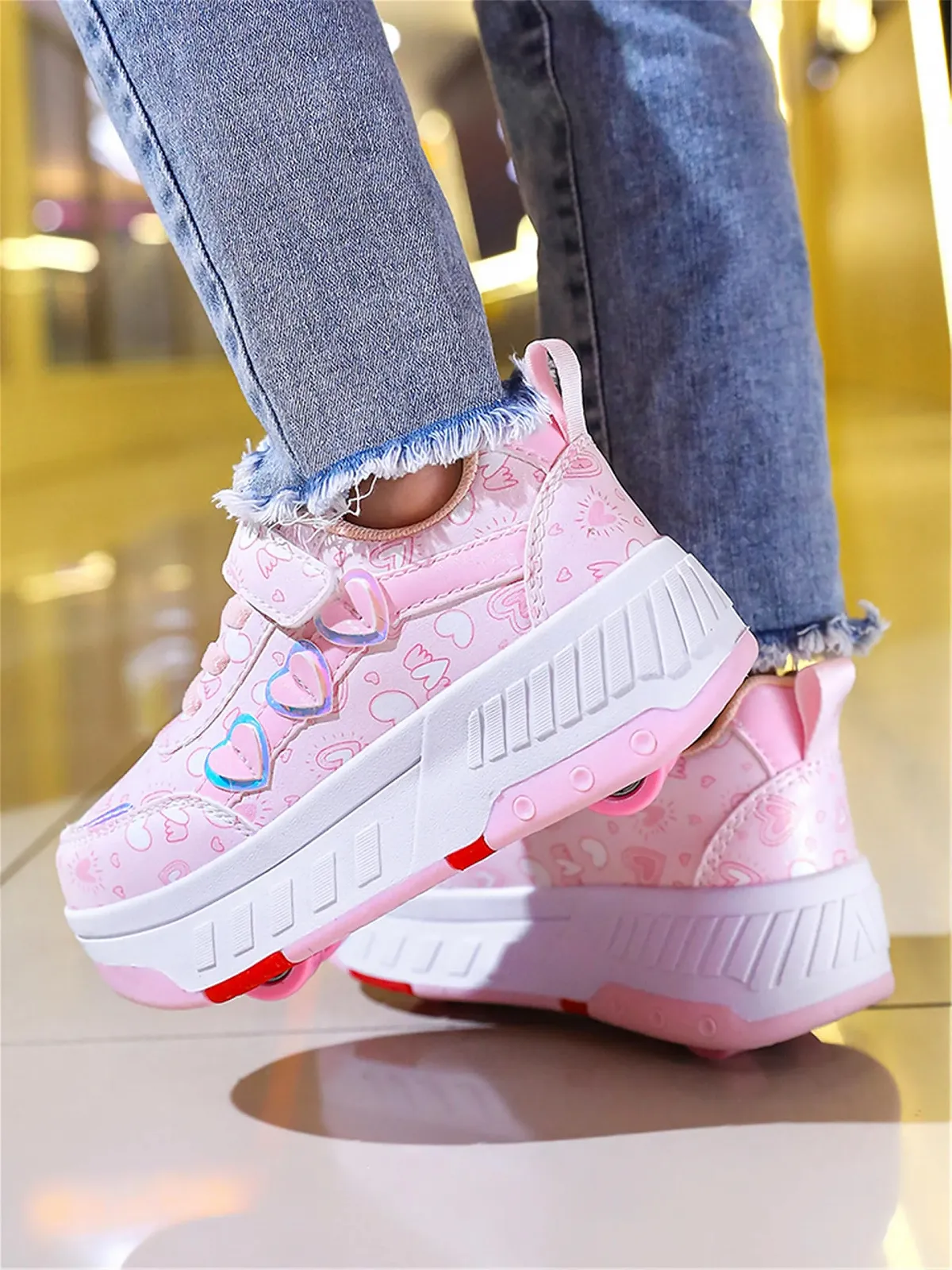 Кроссовки на колесиках для девочек и мальчиков, роликовые кроссовки с 4 колесиками, раздвижные кроссовки 2-в-1, Кроссовки для скейтборда, фото №4