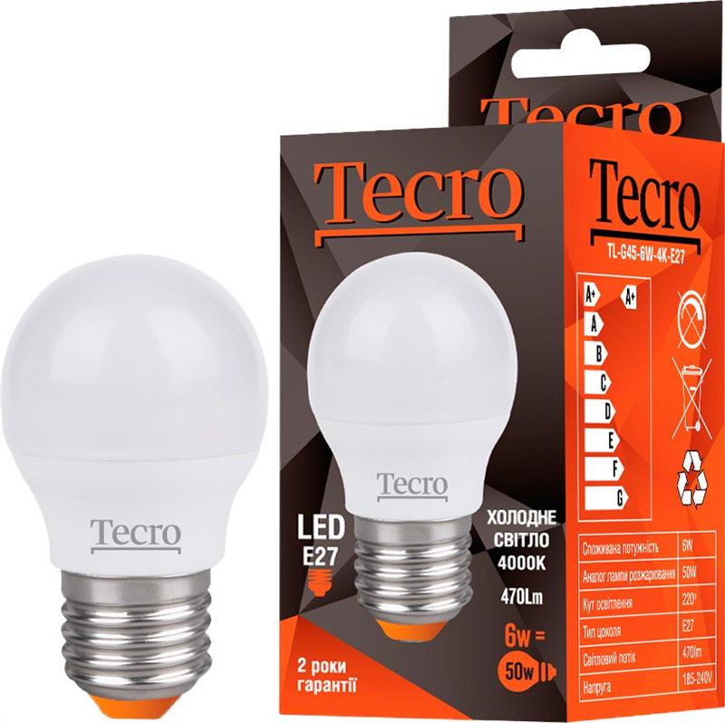 Лампа LED Tecro TL-G45-6W-4K-E27 6W 4000K E27, фото №1