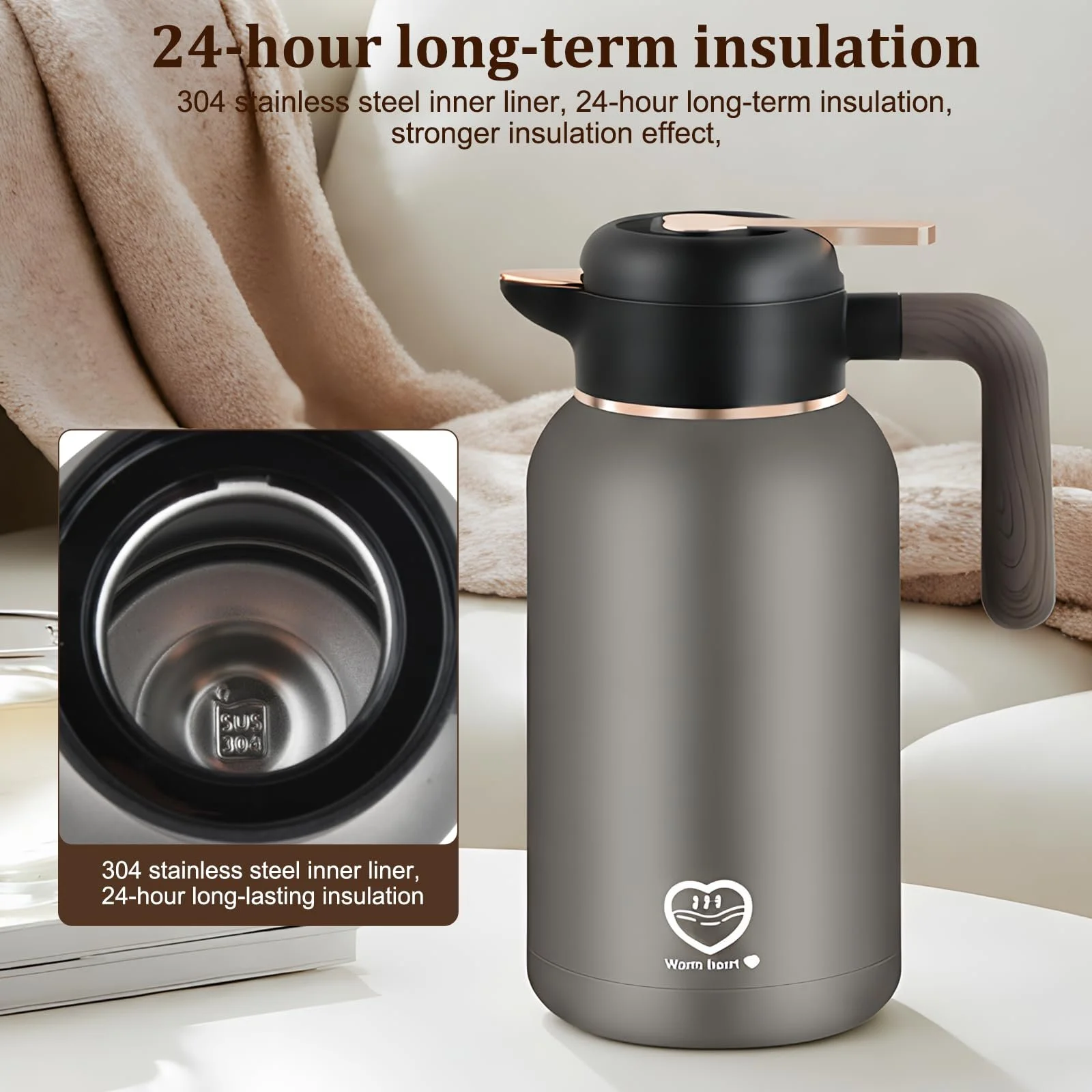 Термос-колба Кофейник 2L Нержавеющая сталь 304, фото №4