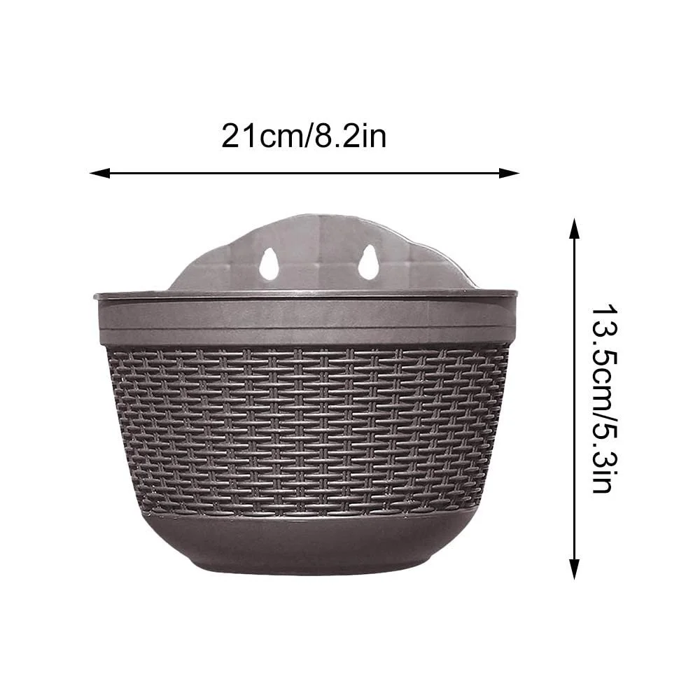 Набір підвісних кашпо 2 шт. пластикові з дренажем та 4 гачками для паркану та стін, фото №3 Набір підвісних кашпо 2 шт. пластикові з дренажем та 4 гачками для паркану та стін, фото №3