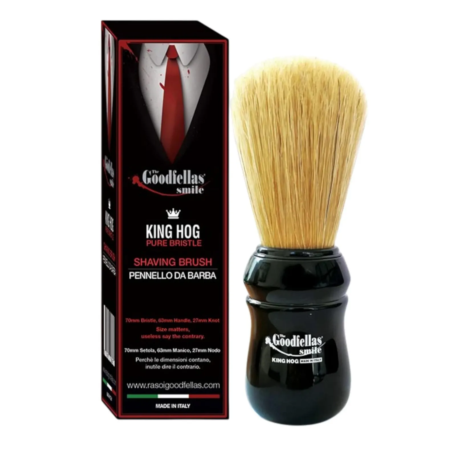 Помазок для бритья The Goodfellas' smile Omega Brushes King Hog Pure Bristle 70 мм, фото №1