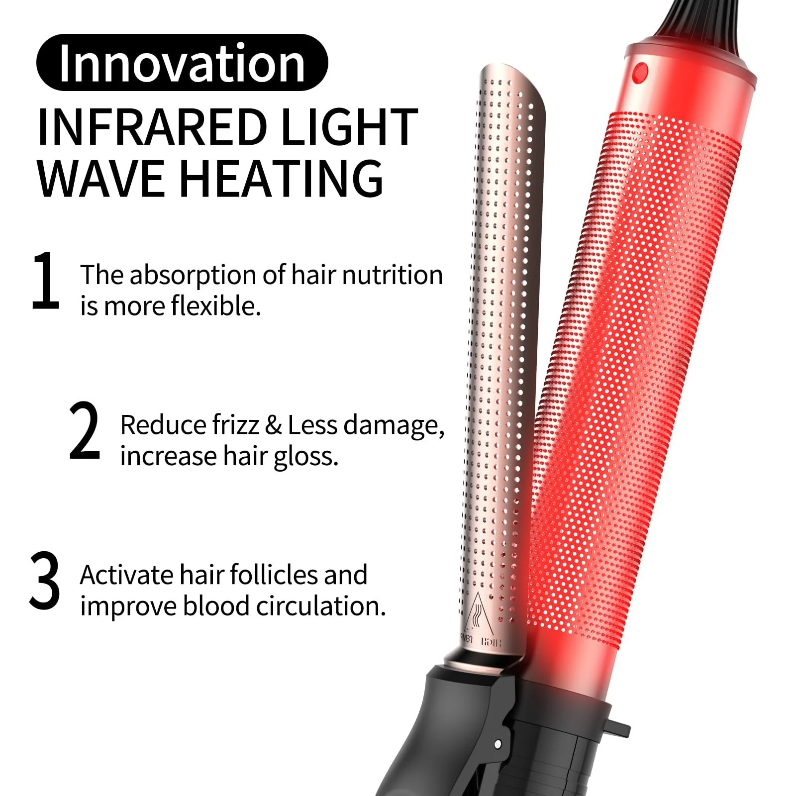 Инфракрасная плойка K&K Professional 32 мм 230°C розовое золото, фото №2 Инфракрасная плойка K&K Professional 32 мм 230°C розовое золото, фото №2