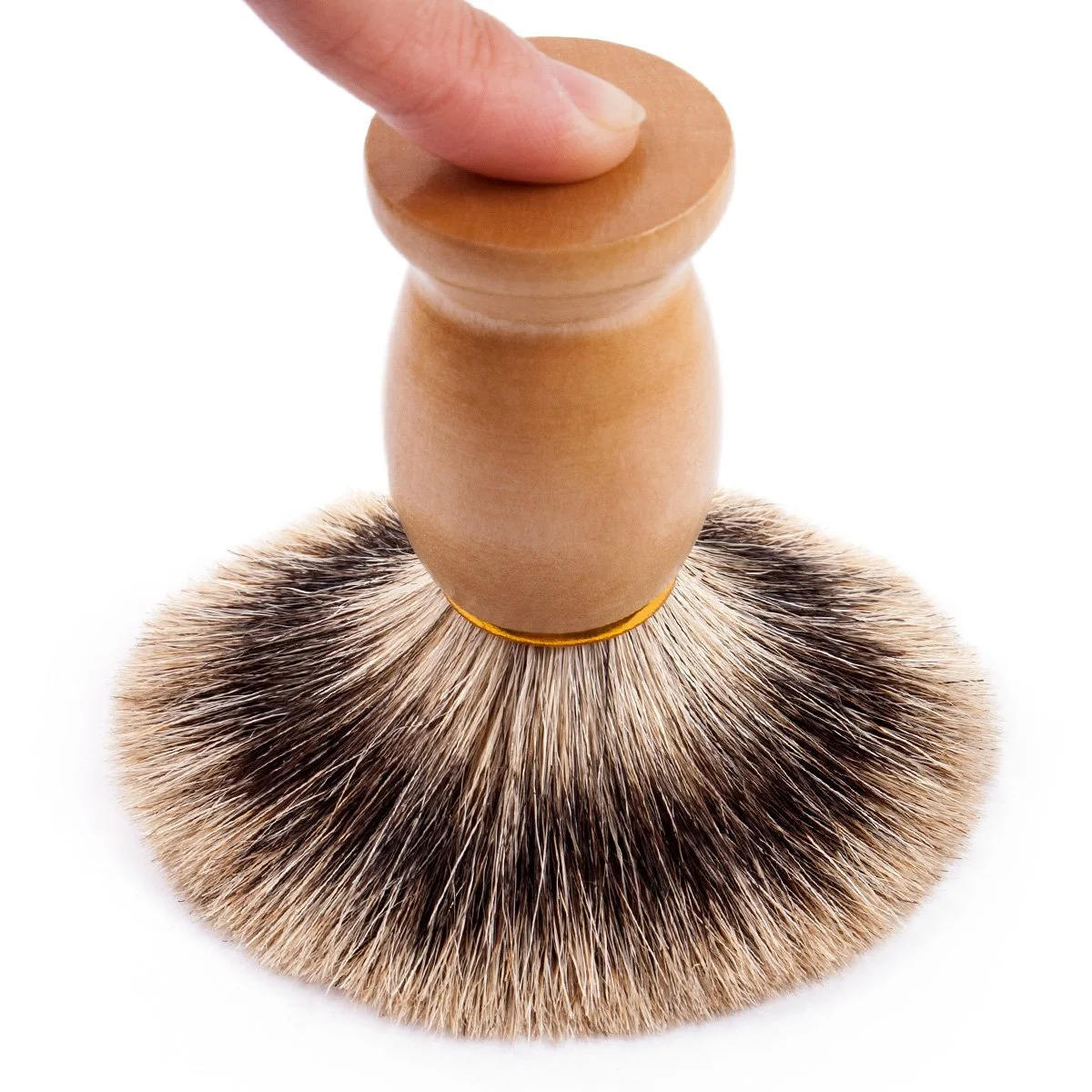 Помазок для гоління QSHAVE 100% ворс борсука дерев'яна основа, фото №4