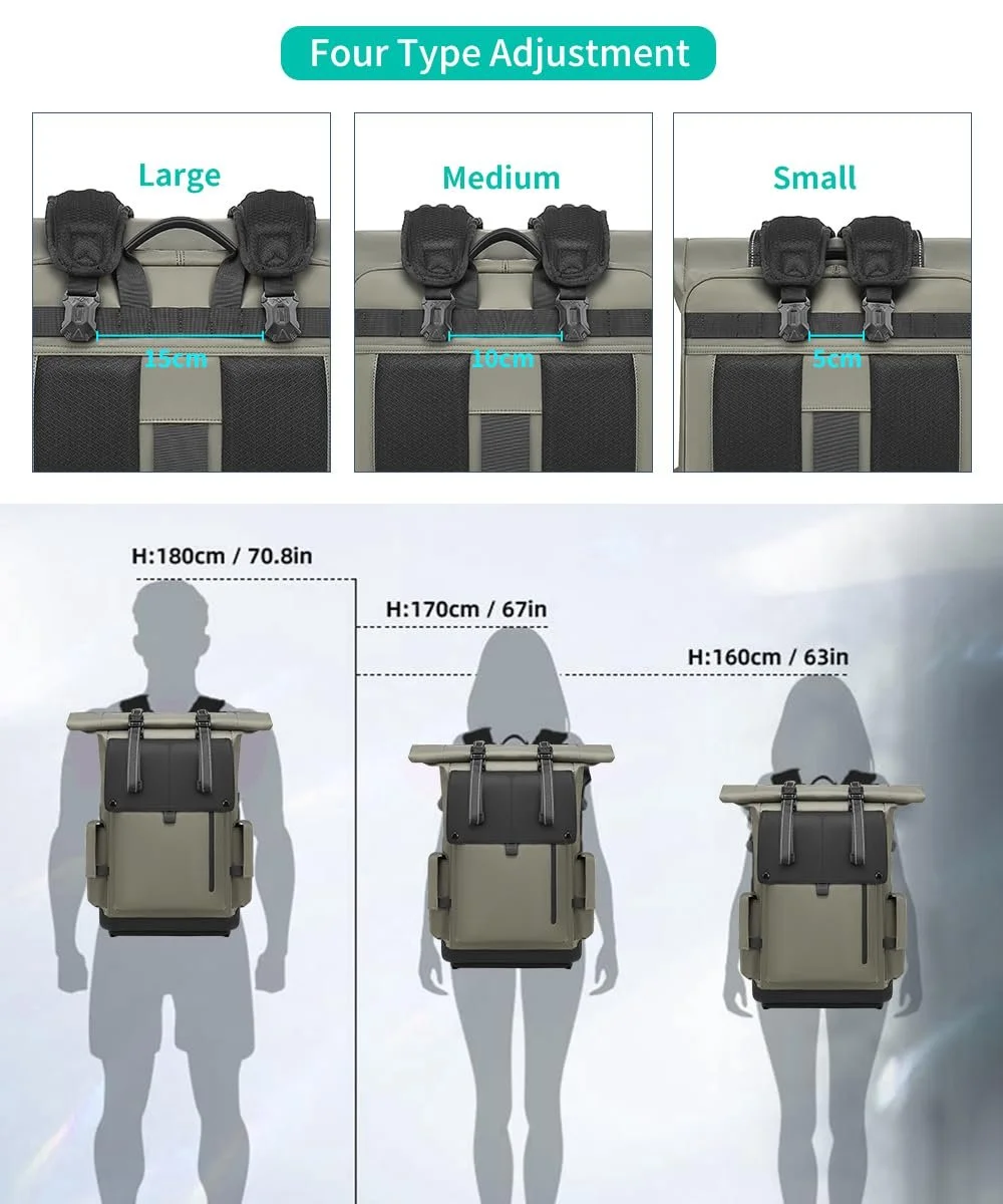 Рюкзак для ноутбука Rolltop Large 42L 17.3 дюйма Водонепроницаемый Green, фото №4