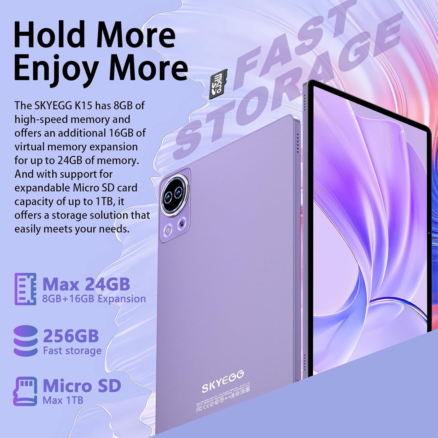 Планшeт 11" Skyegg K15 8+16/256Gb 8 ядер Android 14 8000 mAh Фіолетовий, фото №2