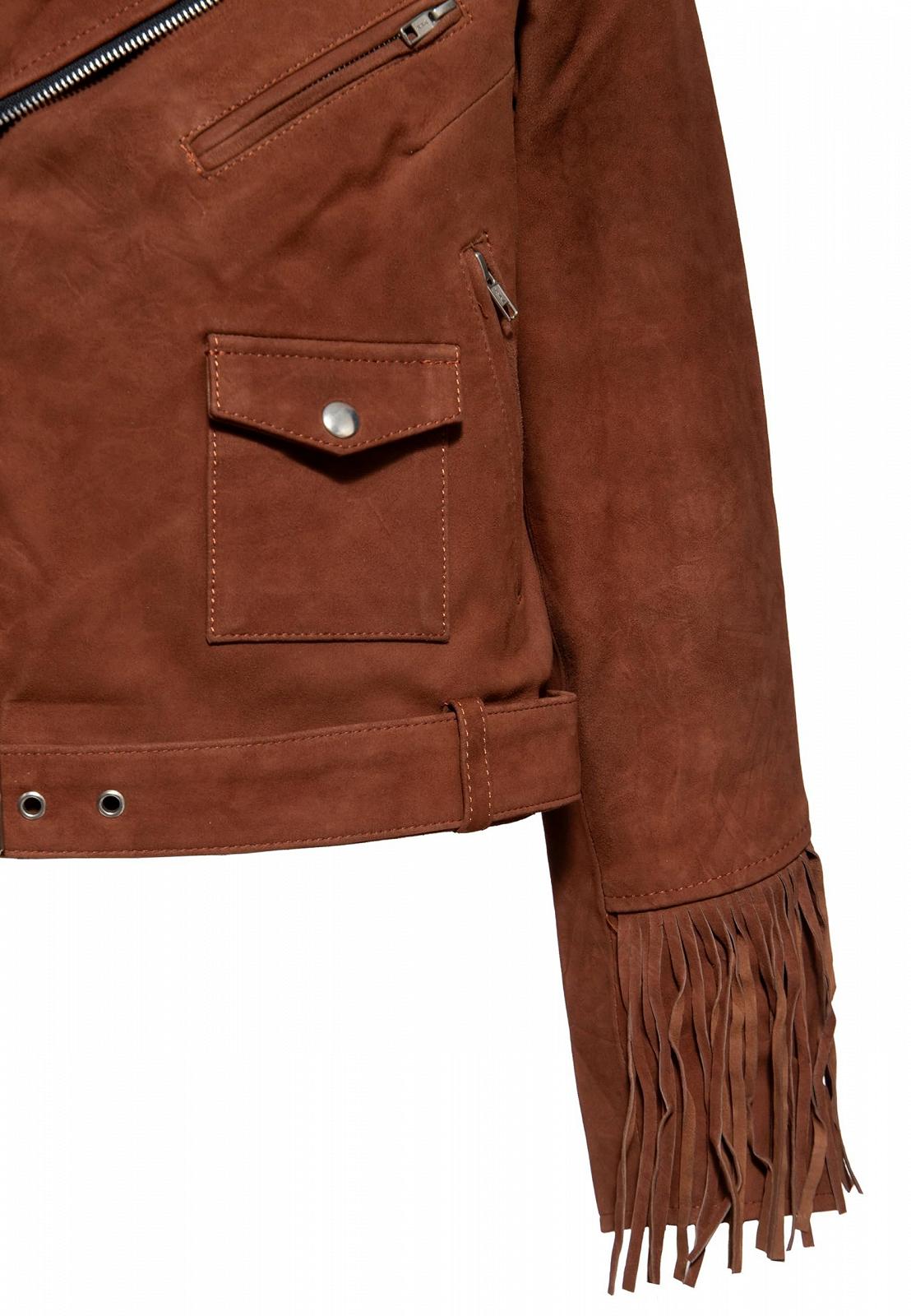 Кожаная куртка Queen Kerosin Suede Fringe Cowgirl Biker Vintage Retro Regular Fit Длинный рукав, фото №4
