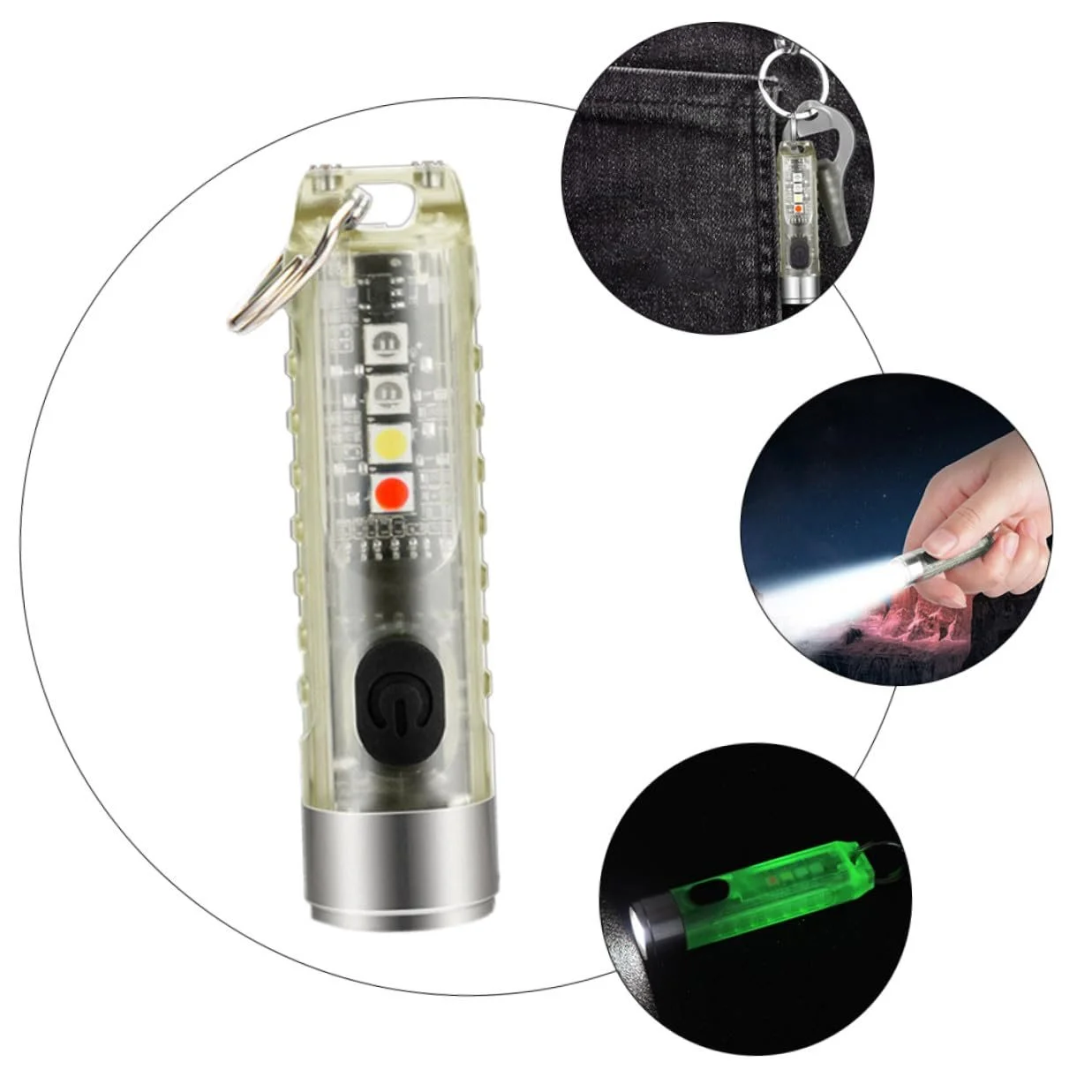 Міні ліхтарик-брелок KOMBIUDA USB акумуляторний LED Сильне світло Компактний Легкий, фото №5