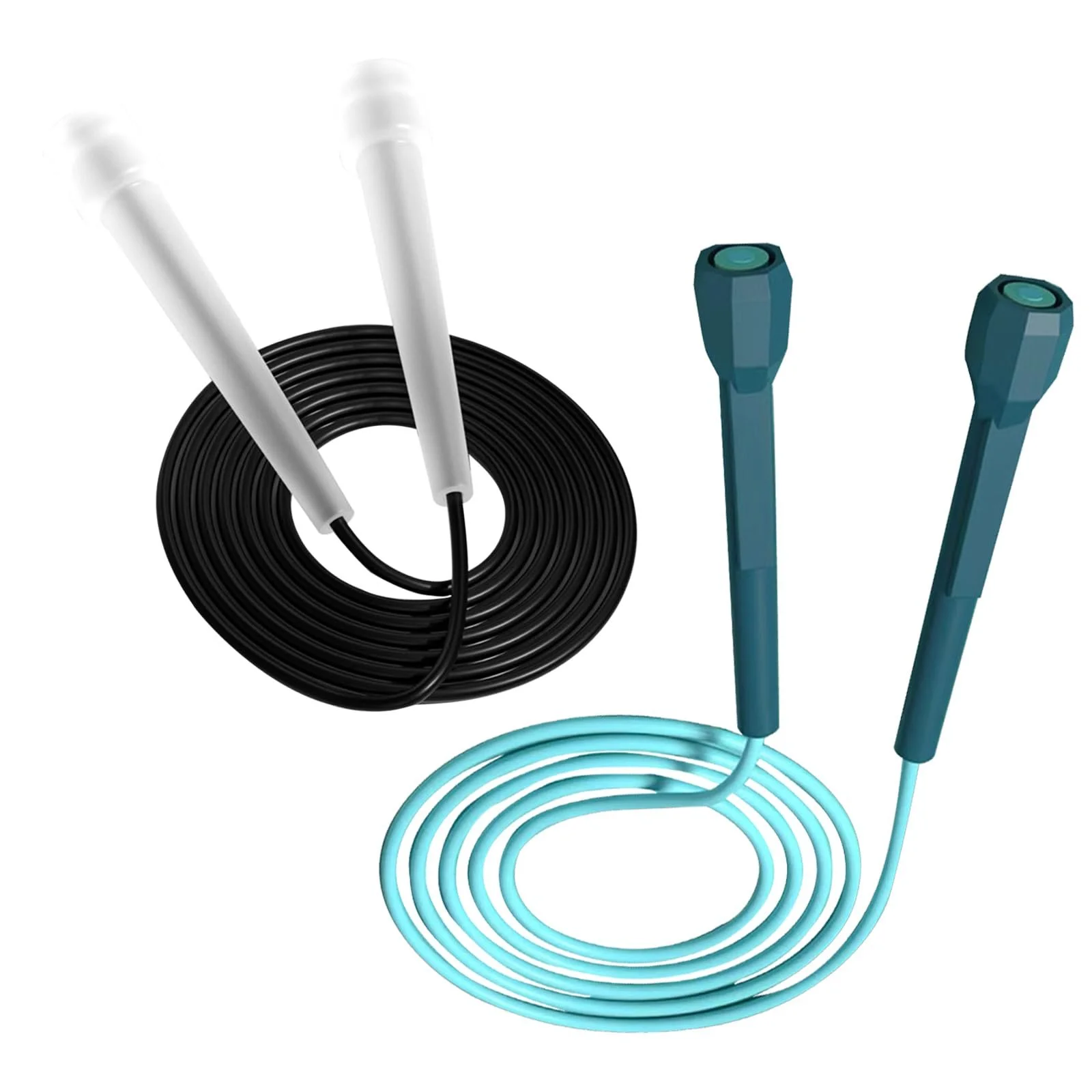 Скакалка регульована 2,8 м PVC ручка ABS чорна та синя 2 шт, фото №1