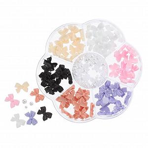 Подвеска для ногтей Рождественская и бант 7 Ячеек Украшение для ногтей для маникюра Драгоценные камни для женщин - Фото 1