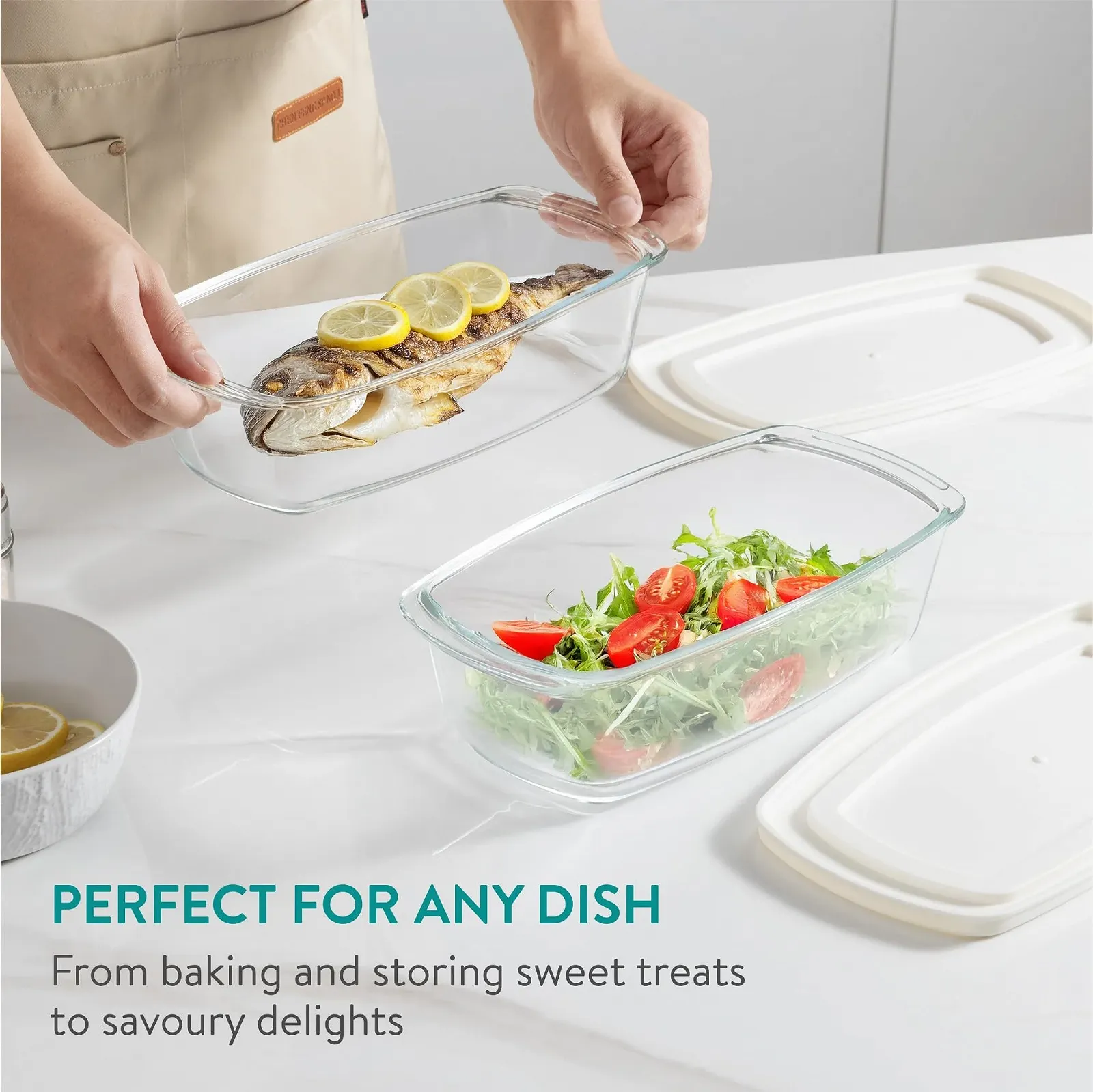 Набір форм для запікання Navaris боросилікатне скло з кришкою 1.8 л 2 шт, фото №8 Набір форм для запікання Navaris боросилікатне скло з кришкою 1.8 л 2 шт, фото №8