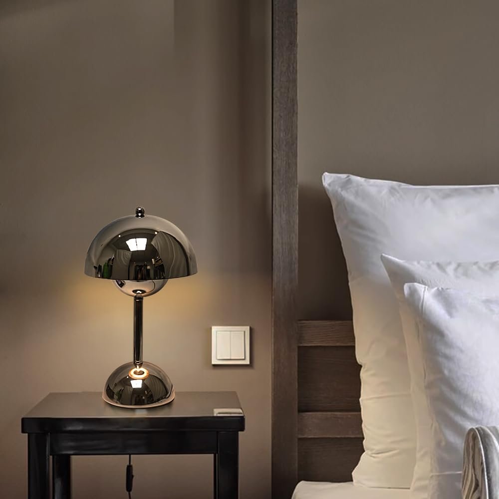 Настільна лампа ELINKUME Mushroom E27 G45 Silver, фото №5