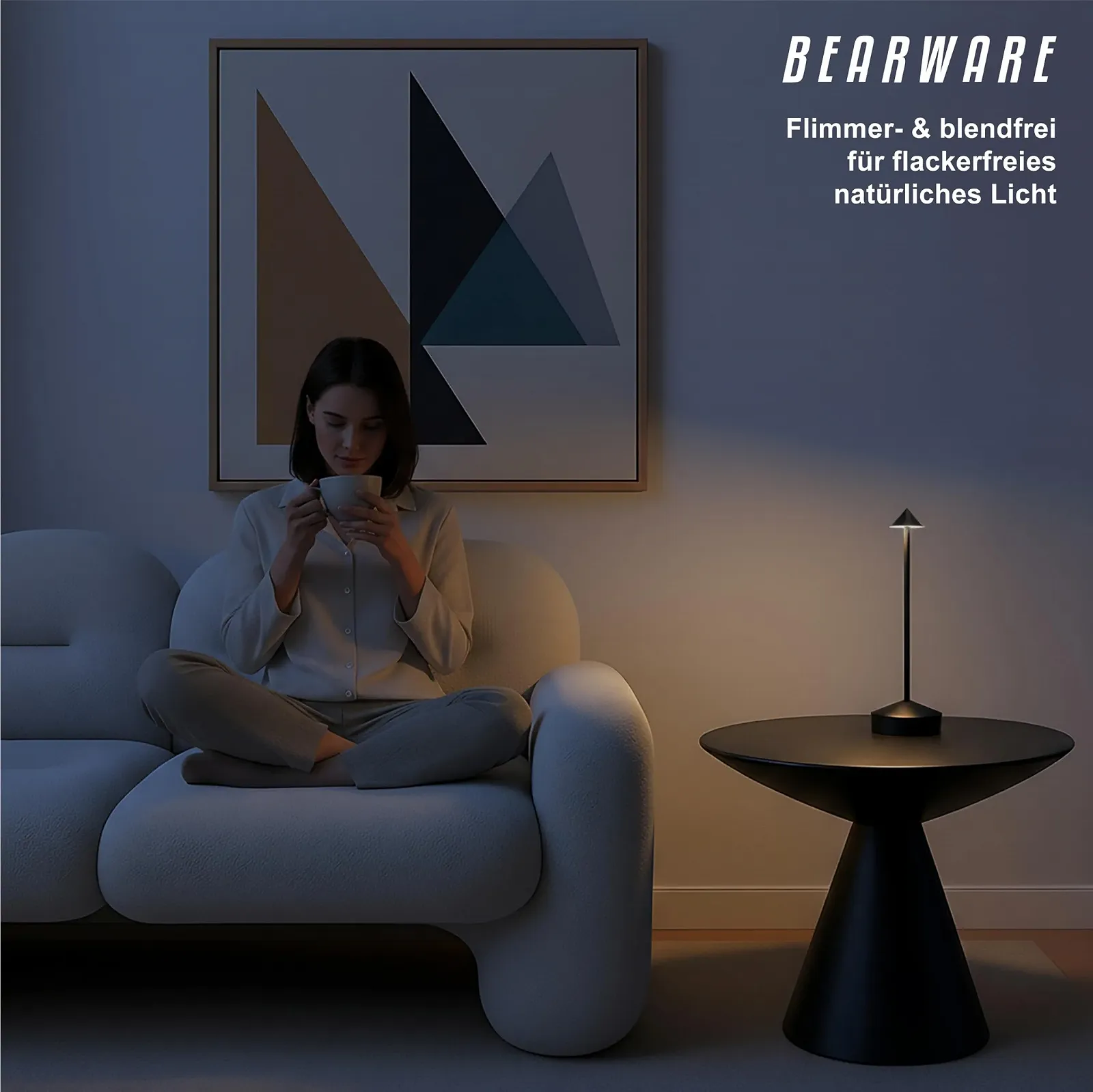 Настольная лампа CSL LED Беспроводная Диммируемая 3 цвета Акумуляторная USB-C Черная, фото №3