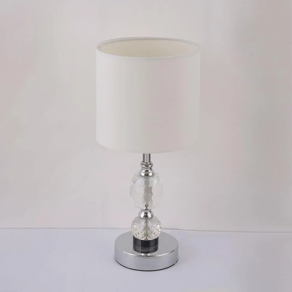 Настольная лампа хрустальное стекло текстиль белая E14 21x47 см, фото №5