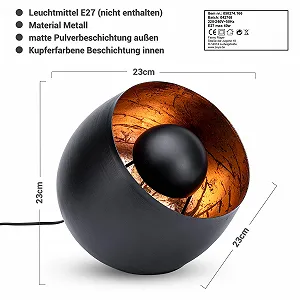 Настільна лампа ZEYA Black Copper Metal Діаметр 23 см E27 Max 40 W Чорна synthetic.ua - Фото 1