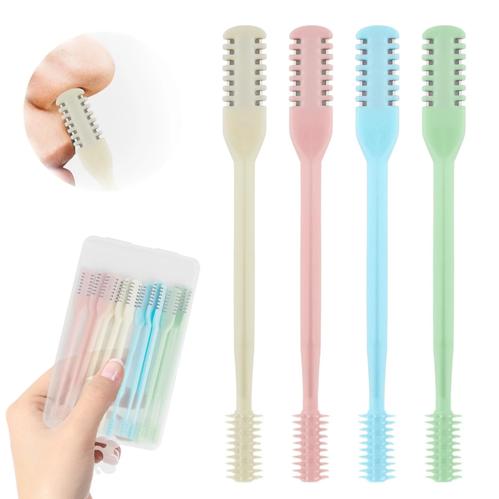 Тример для носа 2-в-1, портативний, ручний, з обертанням на 360° (4 кольори) комплект з 12 штук, фото №1