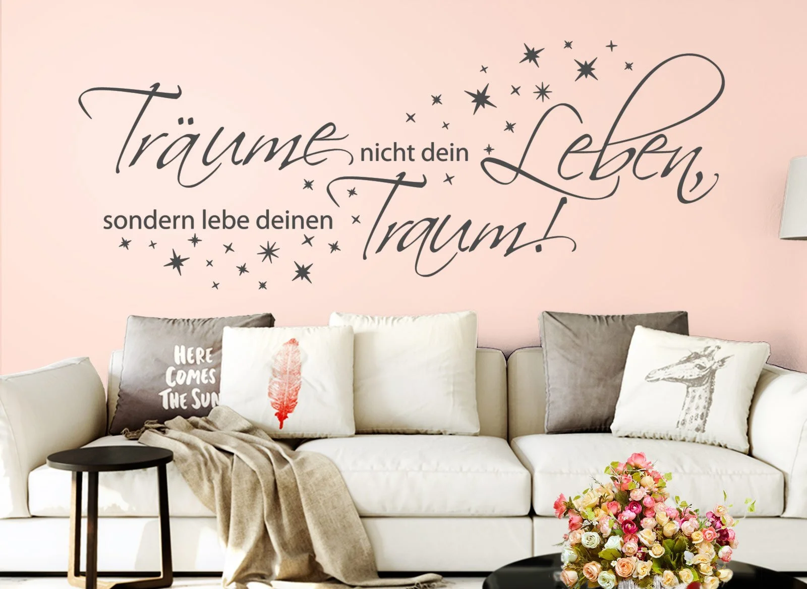 Наклейка на стіну Wandora W1456 Träume nicht dein Leben 150 x 58 см Темно-сіра, фото №4