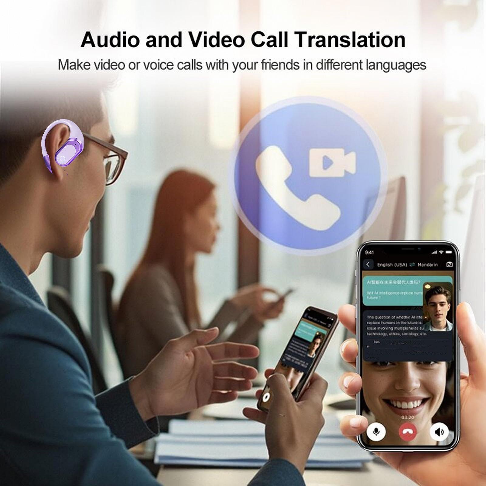 Беспроводные наушники Cryfokt с шумоподавлением, переводчик на 164 языках для бизнеса Фиолетовый, фото №3 Беспроводные наушники Cryfokt с шумоподавлением, переводчик на 164 языках для бизнеса Фиолетовый, фото №3