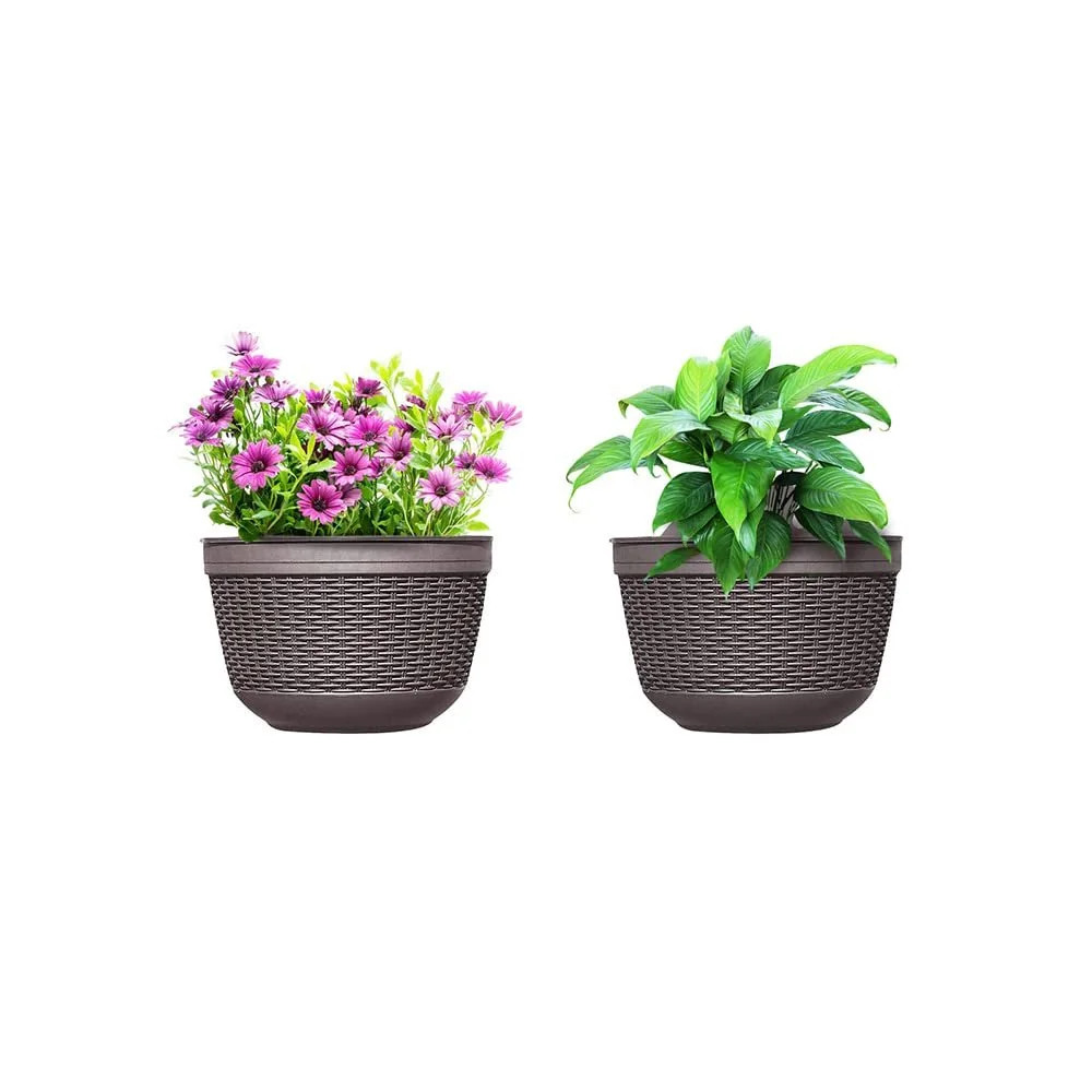 Набір підвісних кашпо 2 шт. пластикові з дренажем та 4 гачками для паркану та стін, фото №2 Набір підвісних кашпо 2 шт. пластикові з дренажем та 4 гачками для паркану та стін, фото №2