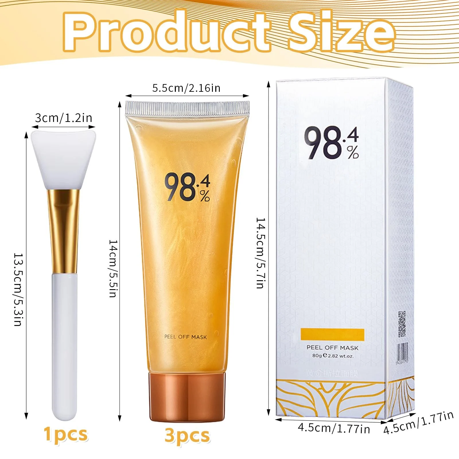 Маска-пленка Упаковка из 3 штук Золотая фольга Маска-пленка для лица Против морщин 98% Золотая фольга Маска-пленка для удаления черных точек Очищение Увлажнение, фото №7