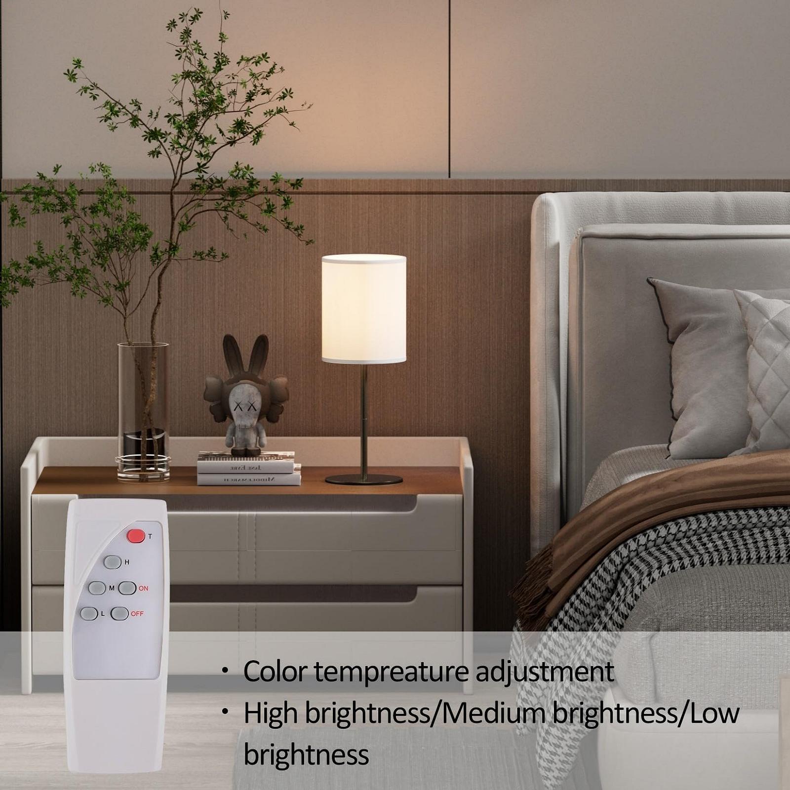 Настільна лампа LED Wireless Rechargeable Remote Dimmable Linen Shade Metal Black, фото №6