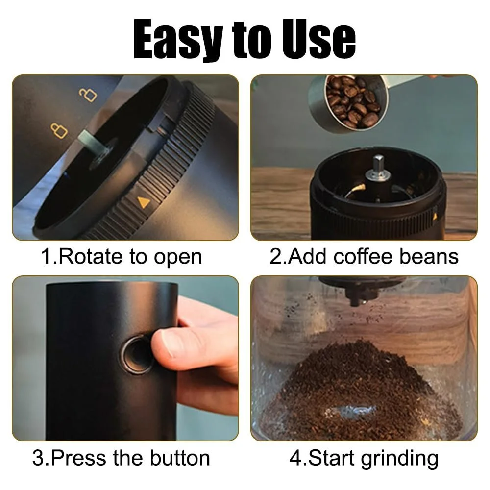 Кофемолка электрическая портативная Small Bean Mill Непрерывно регулируемый уровень помола 1250 mAh USB, фото №6