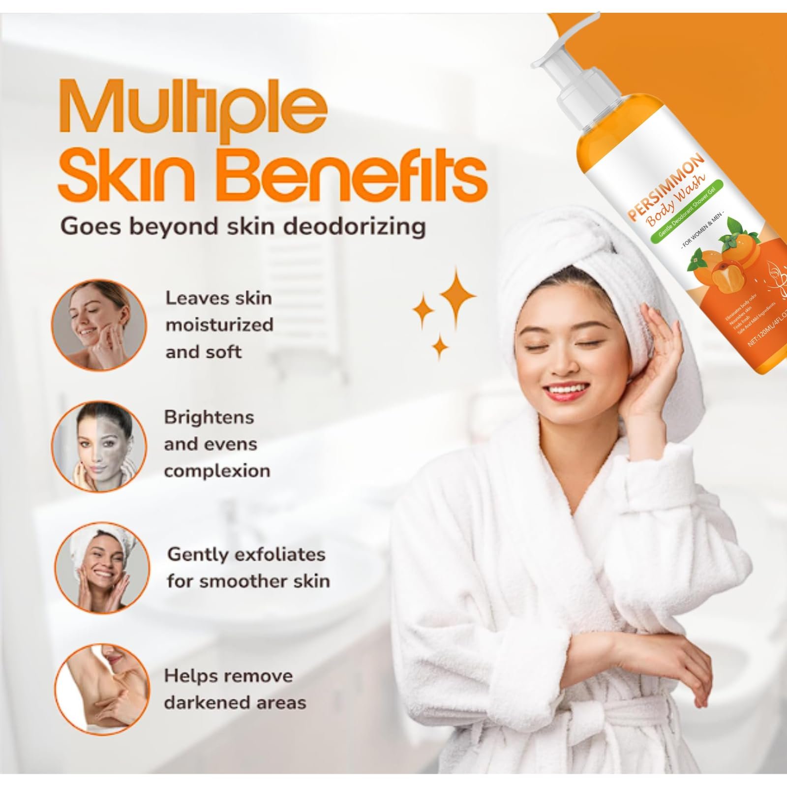 Гель для душу Persimmon з екстрактом хурми від запаху тіла 2 шт., фото №4