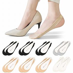 Носки ZOCONE Ankle Ballerina, 8 пар, дышащие, невидимые, противоскользящие силиконовые, для туфель-слингбэков, черный, телесный, серый, белый - Фото 1