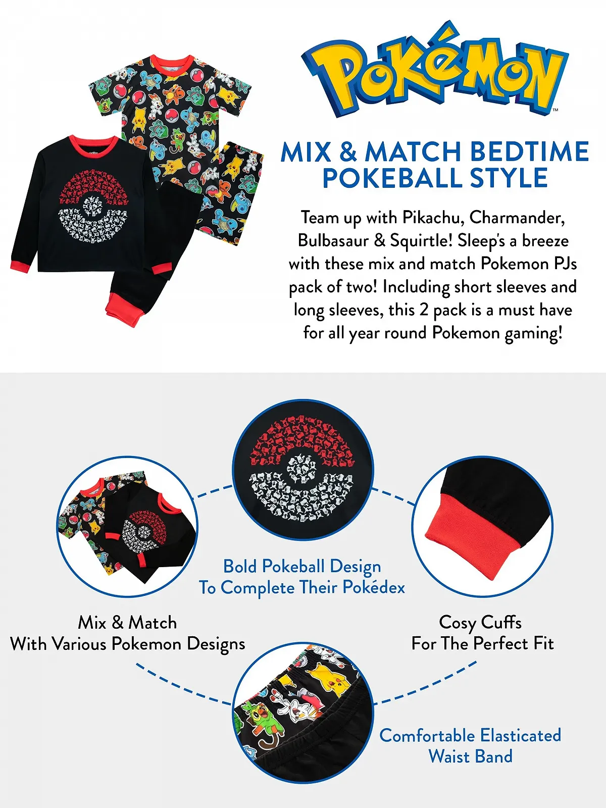 Піжама Pokemon Pikachu для хлопчиків, набір 2 шт., фото №6