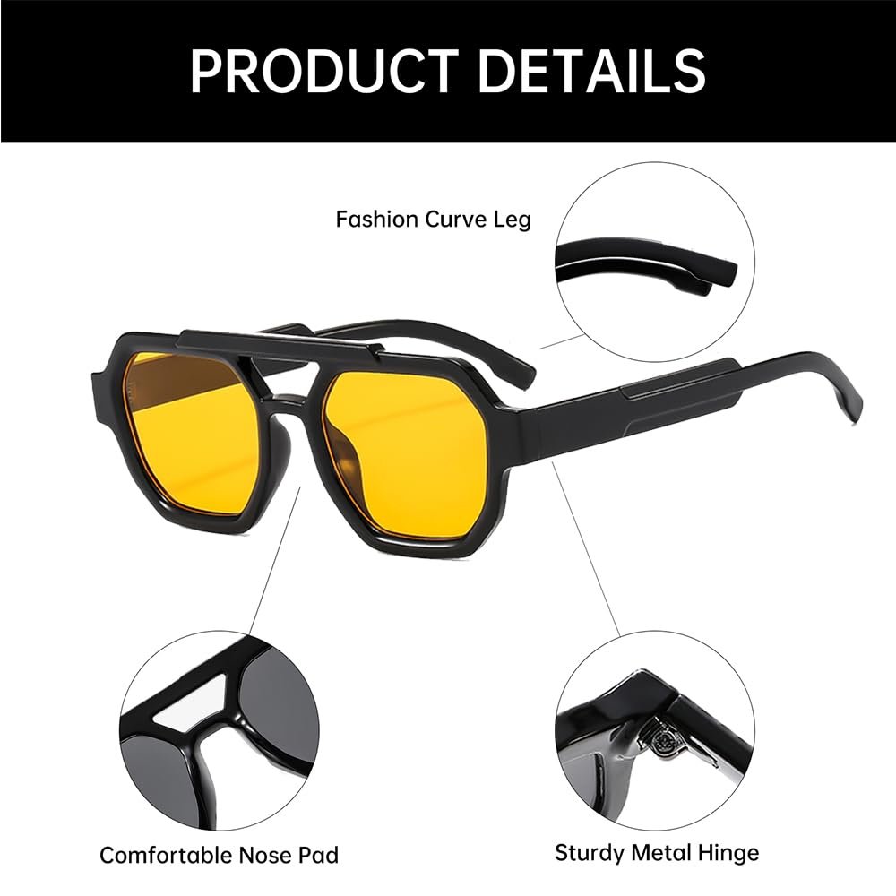 Сонцезахисні окуляри Квадратні Retro YAMEIZE для жінок і чоловіків Вінтажні 70-х Класичні Шестикутні UV400, фото №3 Сонцезахисні окуляри Квадратні Retro YAMEIZE для жінок і чоловіків Вінтажні 70-х Класичні Шестикутні UV400, фото №3