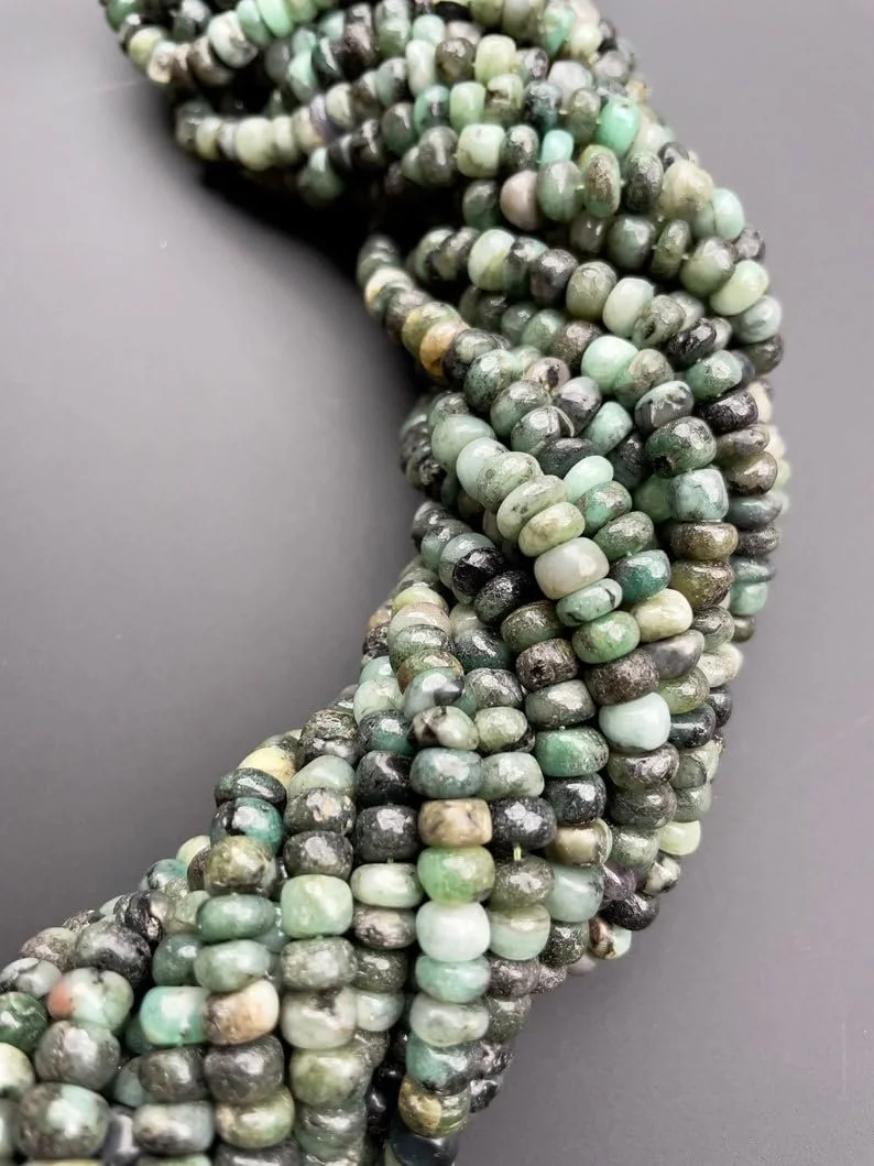 Бусины из натурального изумруда рондель гладкие 6 мм, длина нити 40.5 см, фото №4