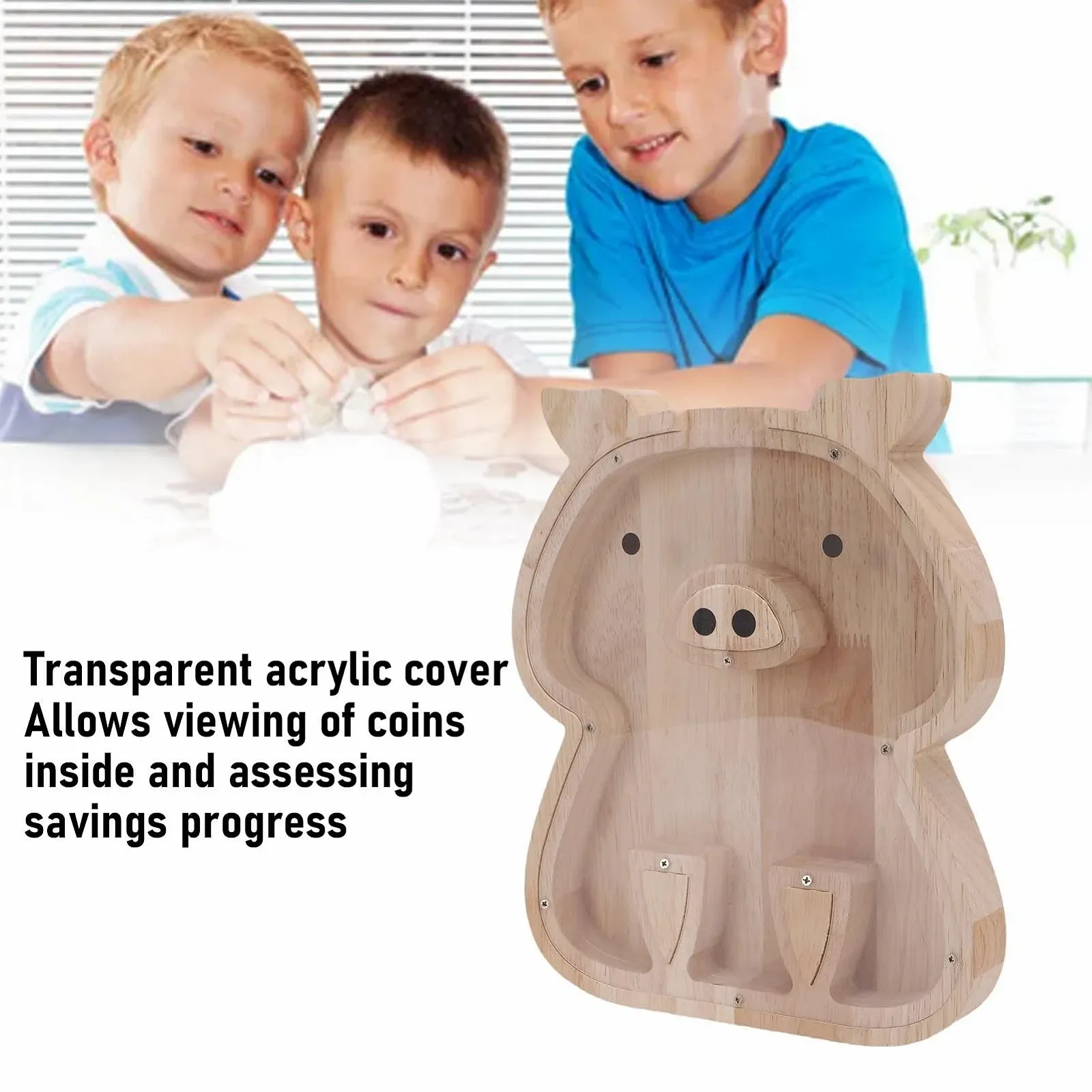 Скарбничка Pssopp з каучукового дерева та акрилу, фото №5