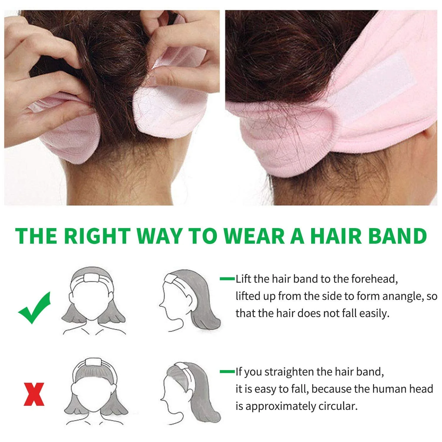 Пов'язка косметична XCOZU Тканинна для волосся для макіяжу, спорту, йоги, фото №4