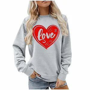 Женский Свитшот Gwnauz Праздничный Рождественский День Святого Валентина Сердце Длинный Рукав Круглый Вырез Зимний Классический Свитер с Принтом Сердца Подарок на День Святого Валентина Рождество synthetic.ua - Фото 1