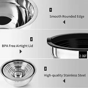 Набор мисок для смешивания Wildone 7 предметов Stainless Steel с крышками synthetic.ua - Фото 1