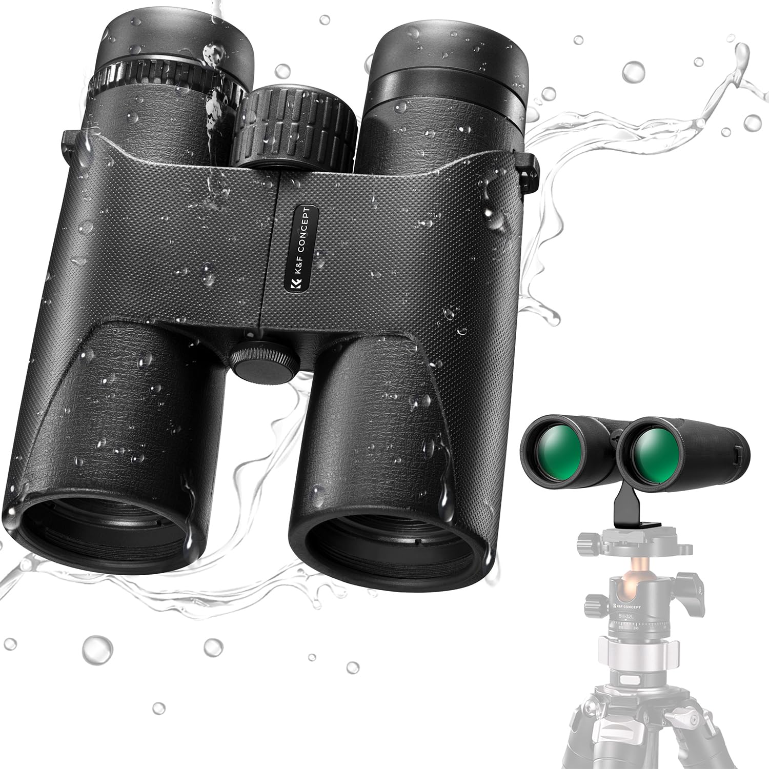 Бинокли K&F Concept 10x42 HD Черные BAK4 с креплением для штатива, фото №1