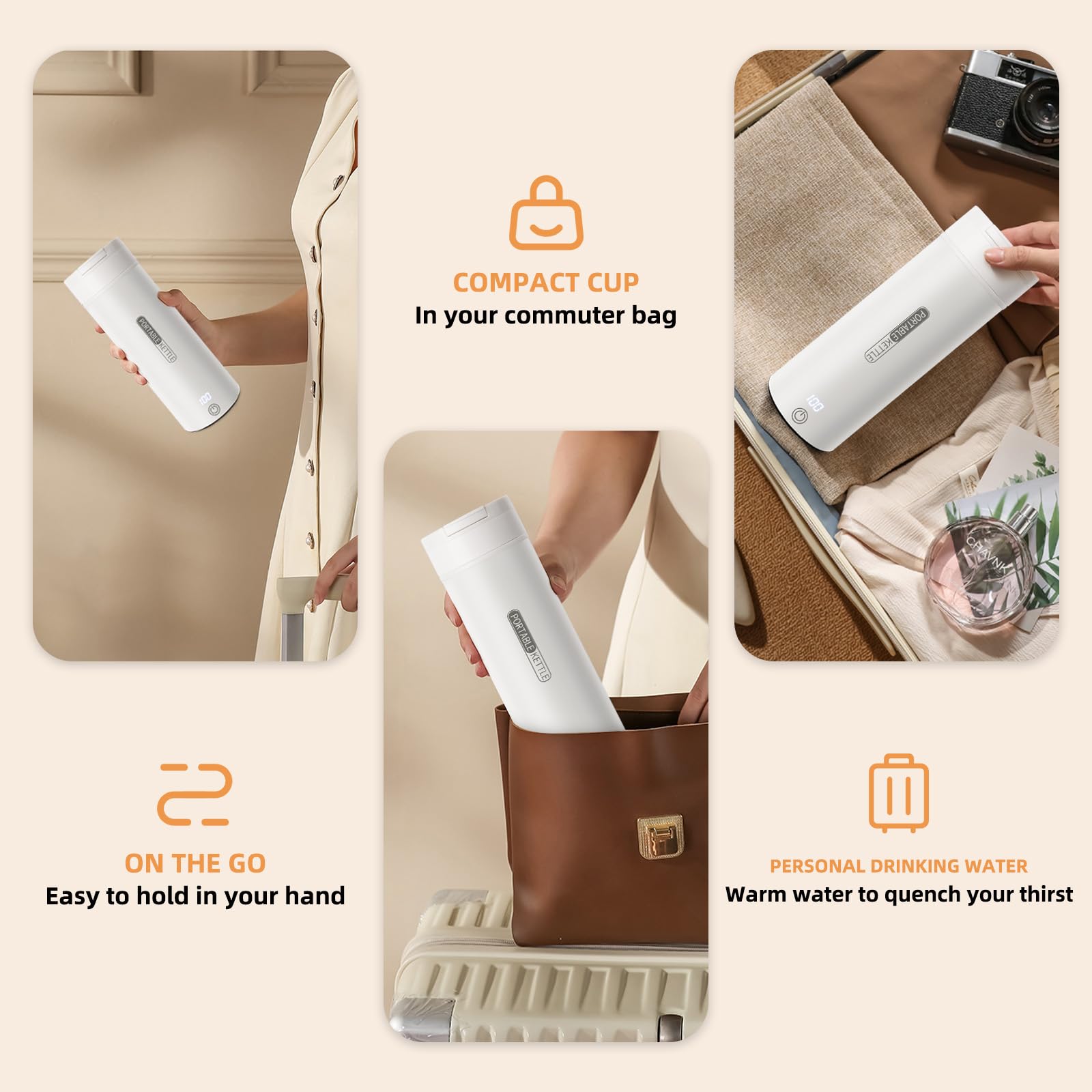 Електрочайник Travel Kettle Small Mini Автоматичне вимкнення Для кемпінгу, чаю, кави, фото №5