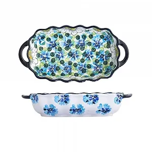 Противень для запекания Braten Home Керамический с ручками ручная роспись - Фото 1