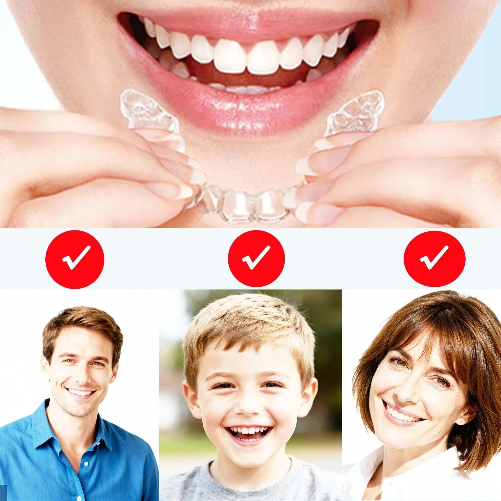 Нічна шина від бруксизму, набір 4 шт, багаторазова, для запобігання бруксизму, покращує сон (2S + 2L), фото №4
